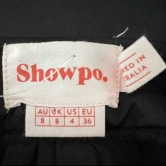 Showpo. studded black halter strap satin maxi slip dress, plunge neck, Sz: US 4 - Picture 9 of 11